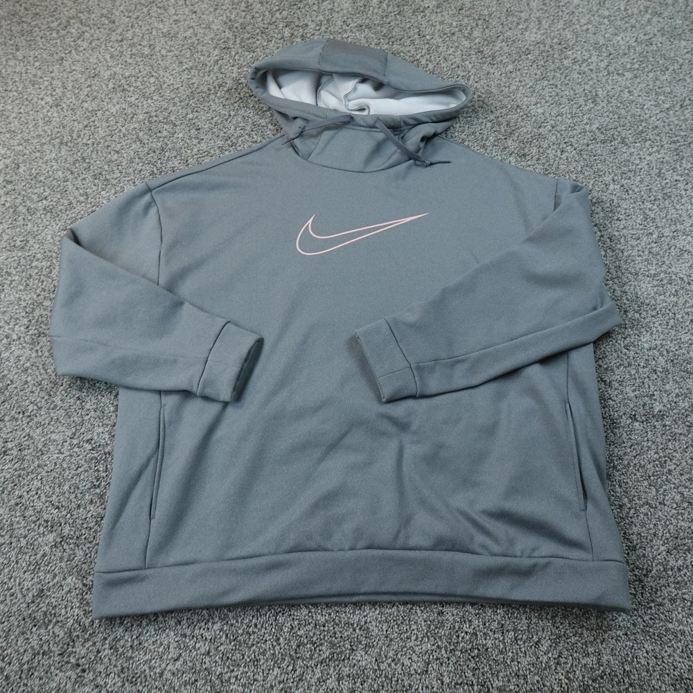 Nike Hoodie Womens XL Gray Swoosh Logo Pullover Sweatshirt Fleece Gym Workout